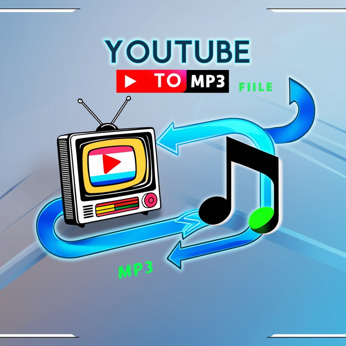A person using a computer to convert a YouTube video to an MP3 audio file using an online converter.