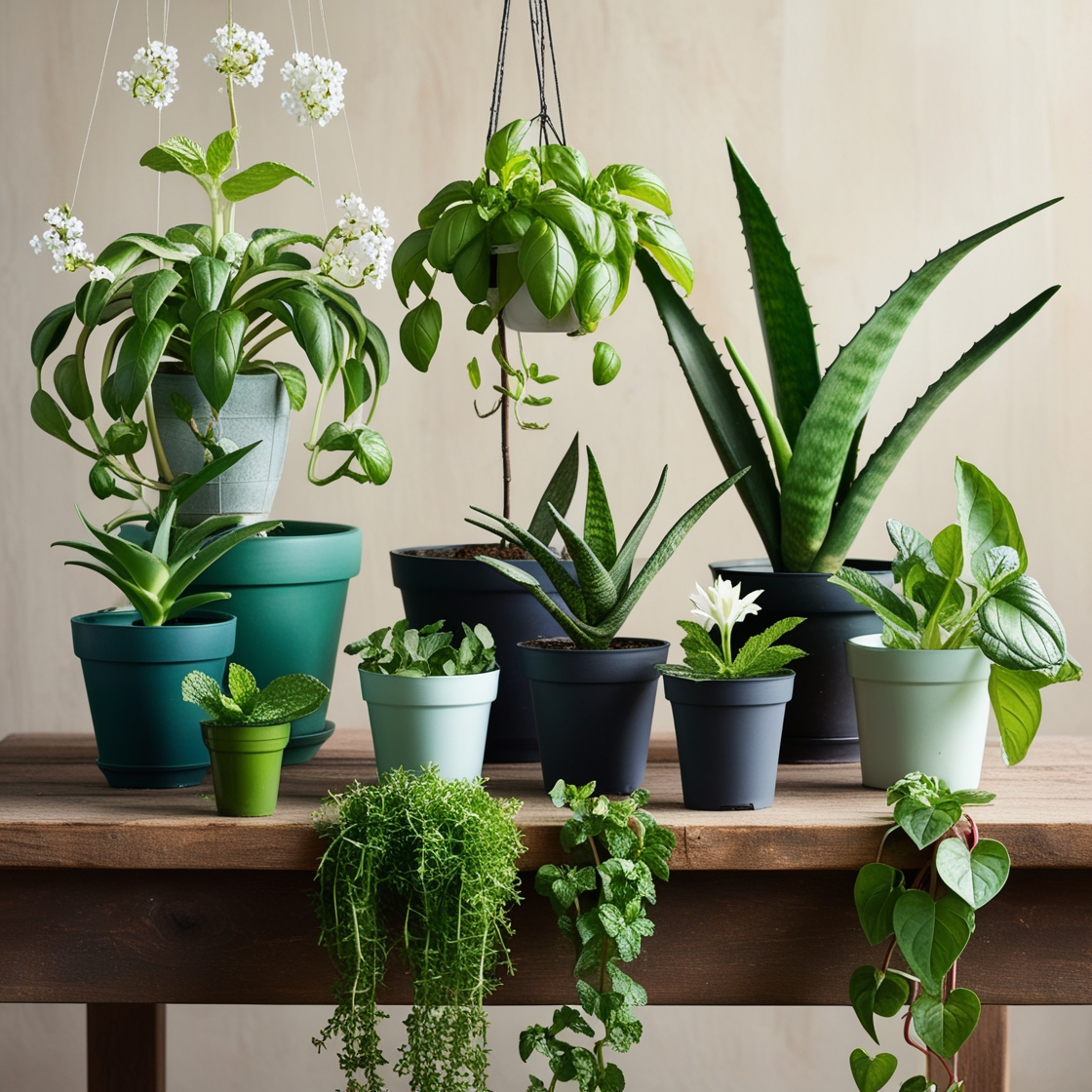 A variety of indoor plant seeds, including herbs, succulents, and tropical plants.